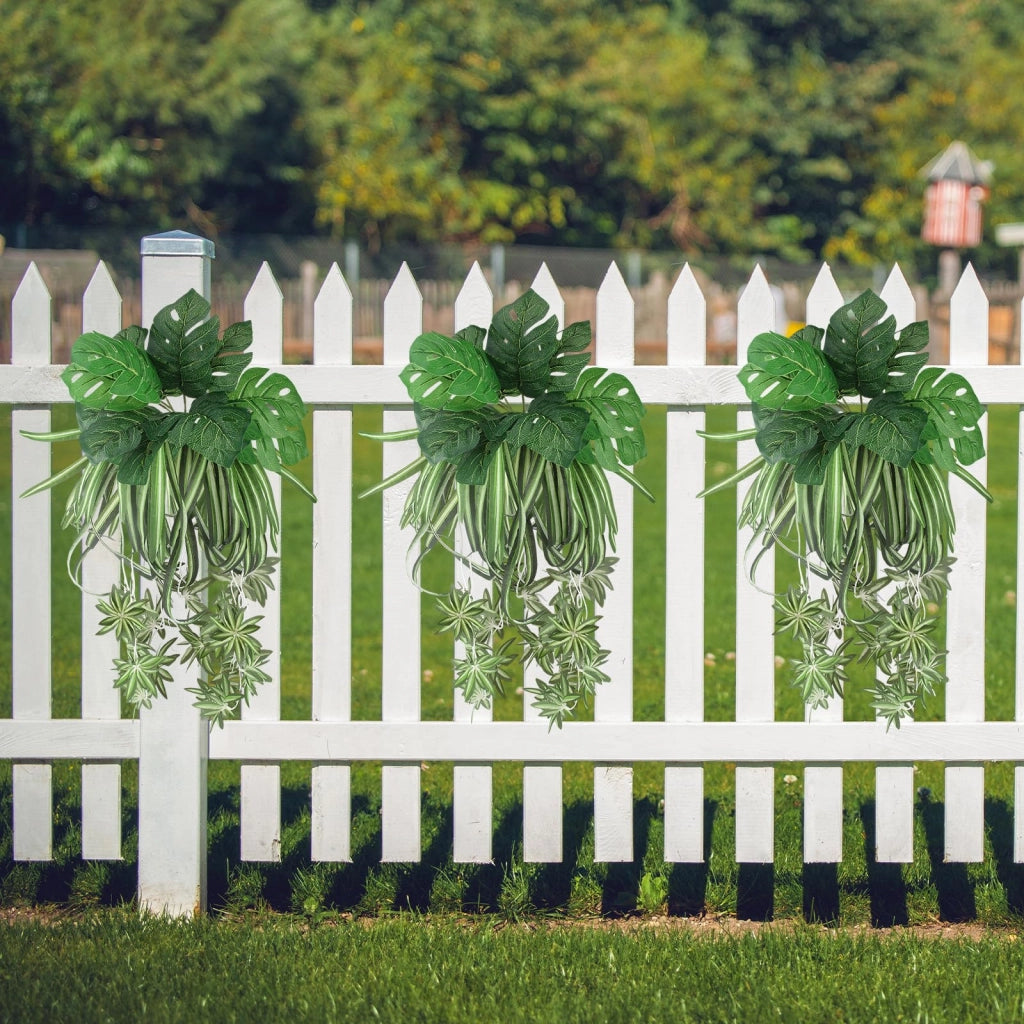 Piante artificiali da appendere, set da 3, Monstera e giglio della pace, 64 cm, plastica