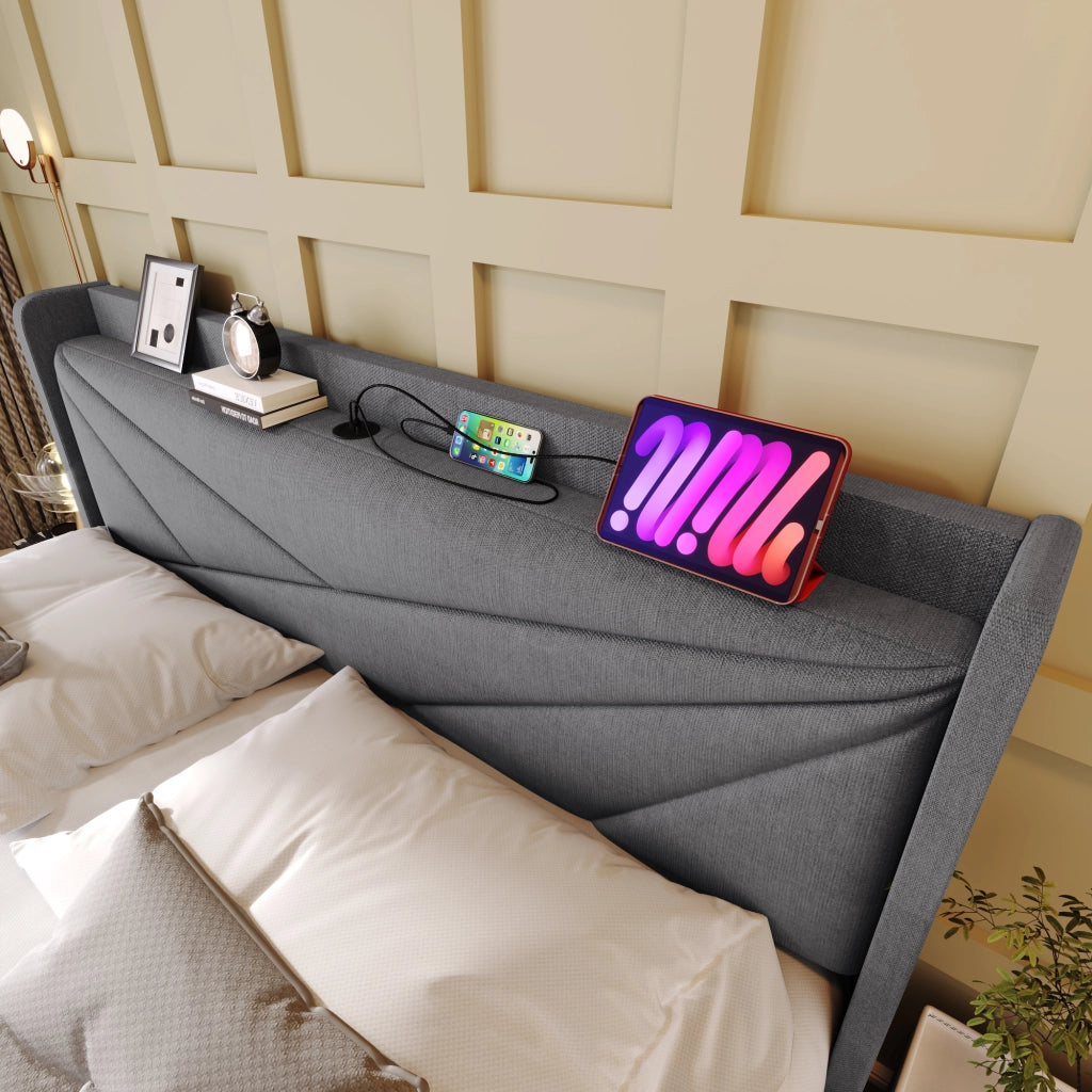 Letto matrimoniale contenitore 160x200 grigio