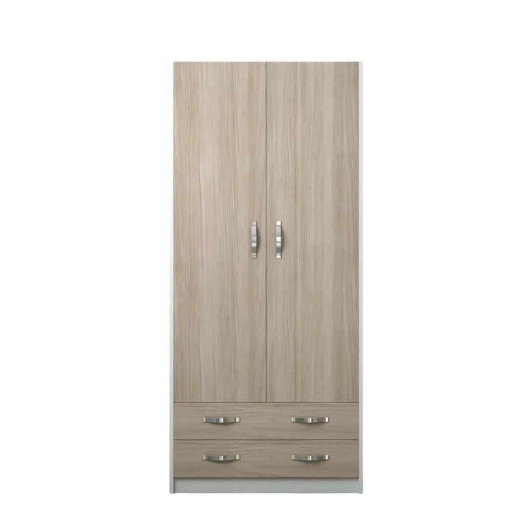 (3c) Armadio 2 ante e 2 cassetti cassa Bianco frontale olmo Cm 91x52xH 210