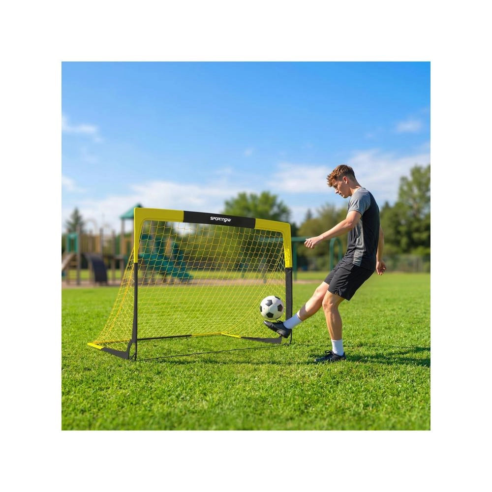 SPORTNOW Porta da Calcio Pop-Up Pieghevole e Portatile con Borsa e 4 Picchetti di Ancoraggio per Giardino e Sport all'Aperto