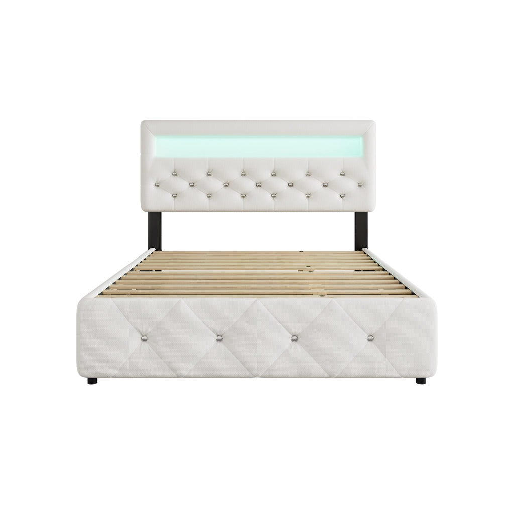 Letto matrimoniale imbottito 140x200 bianco