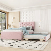 Letto imbottito 90x200 cm rosa con letto estraibile
