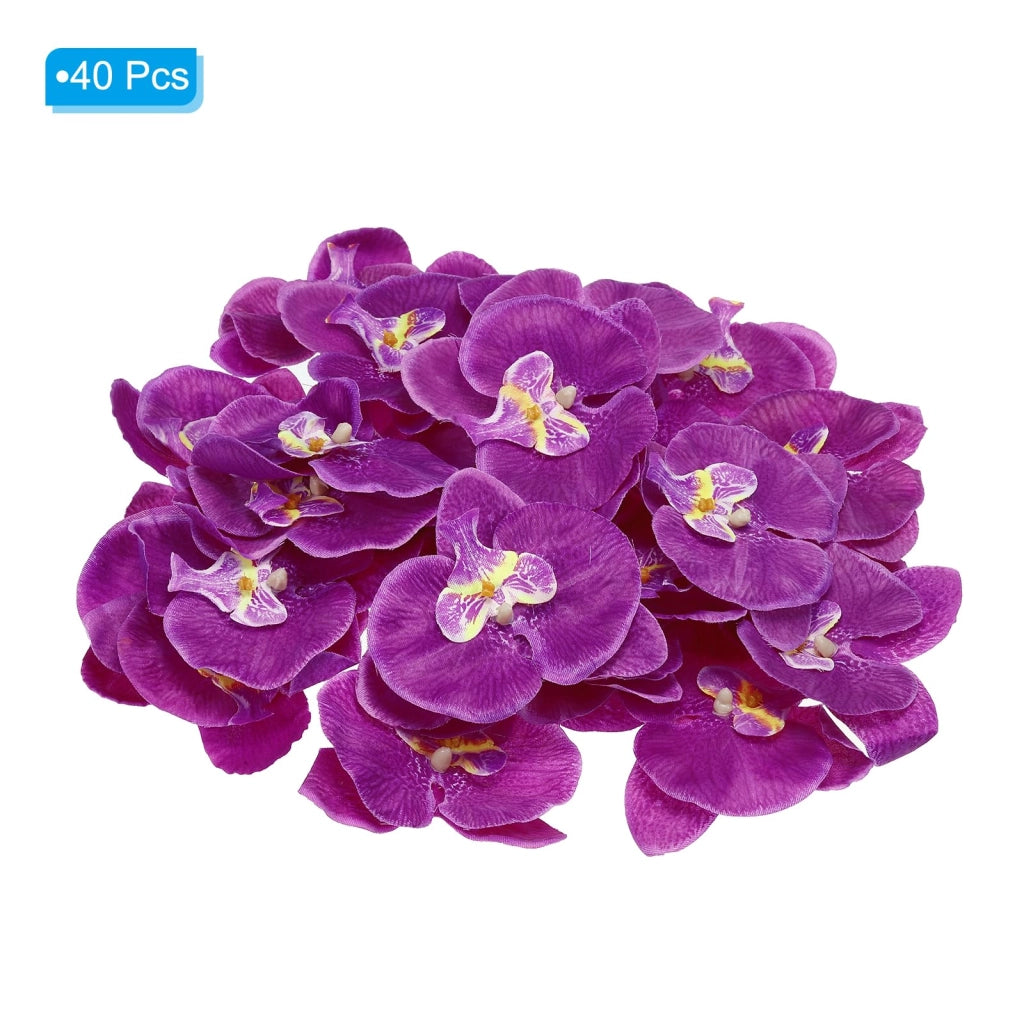 40 boccioli di orchidee artificiali, in seta, di colore viola scuro