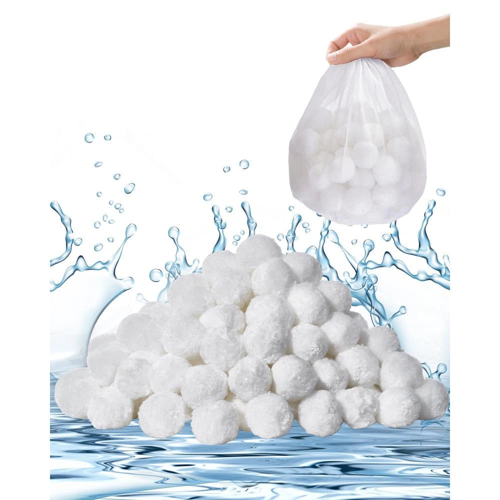 Palline filtranti per piscina e filtro a sabbia F7 in fibra di poliestere bianco 0,68 kg riutilizzabili con sacchetto per lavaggio