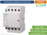ETTROIT - CONTATTORE MODULARE SU BARRA DIN 4P 63A 400V 4 CONTATTI APERTI NO TIPO 40