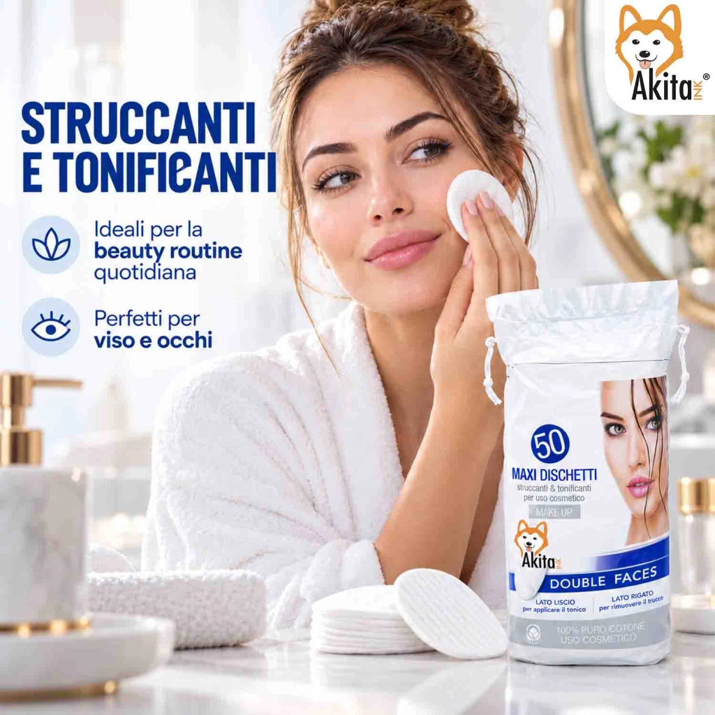 Akitaink 6 Pack Maxi Dischetti Levatrucco Puro Cotone 300 Pz