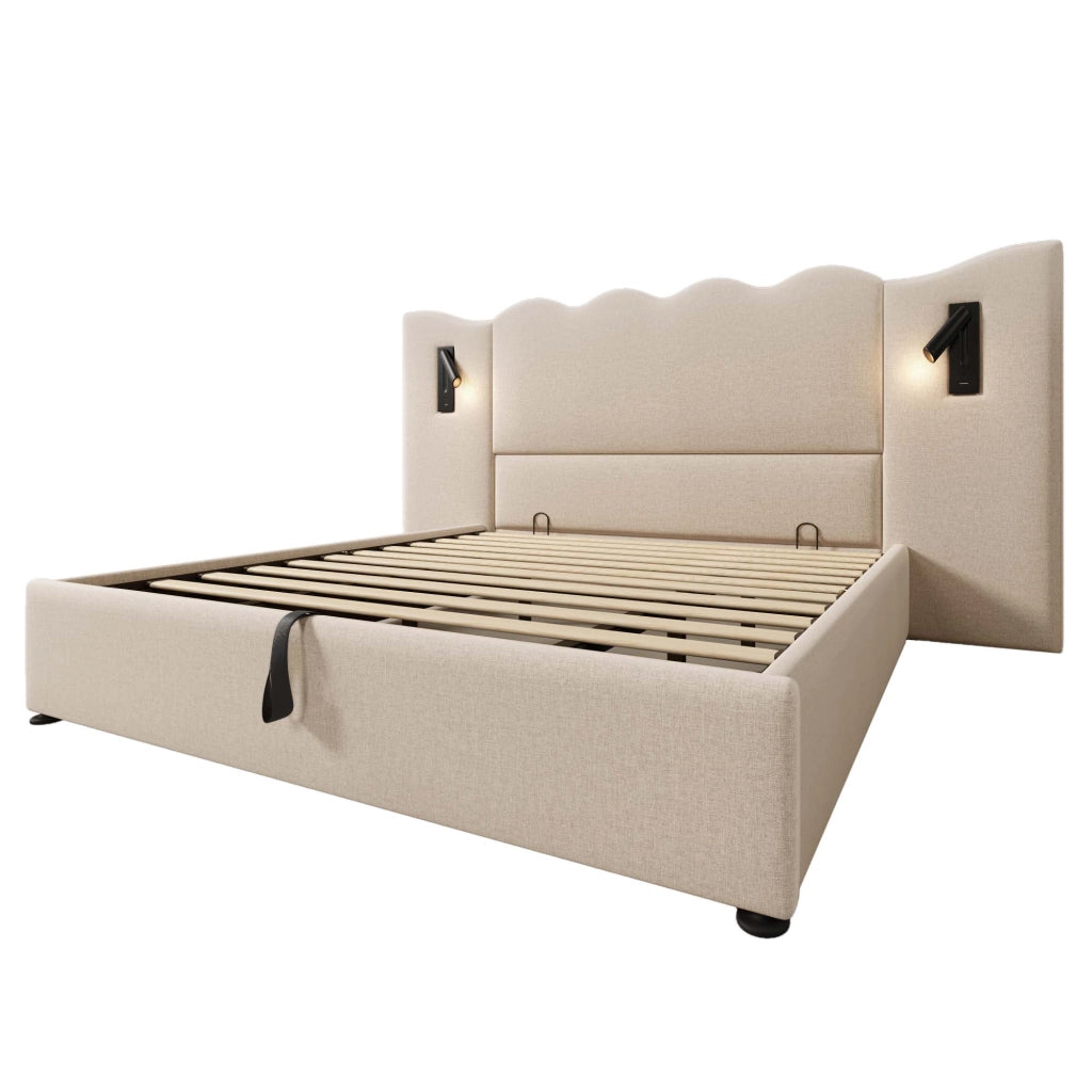 Letto matrimoniale contenitore beige 180x200 cm
