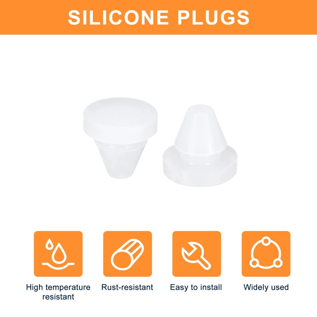 Tappi in silicone, 28 pezzi, rotondi, per fori da 6-7 mm, trasparenti