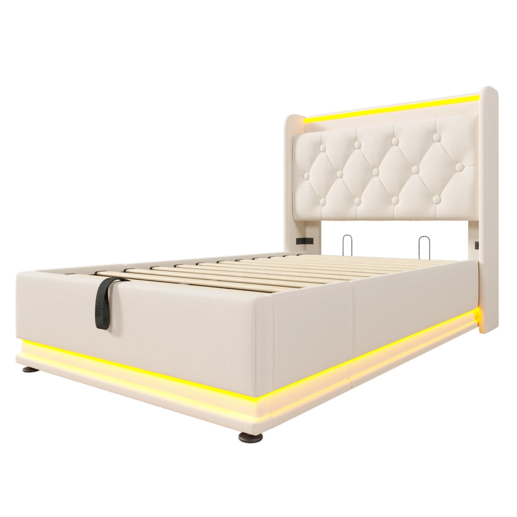 Letto singolo imbottito 90x200 cm con contenitore idraulico