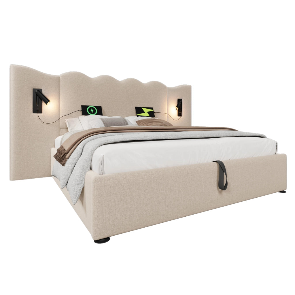 Letto matrimoniale contenitore beige 180x200 cm