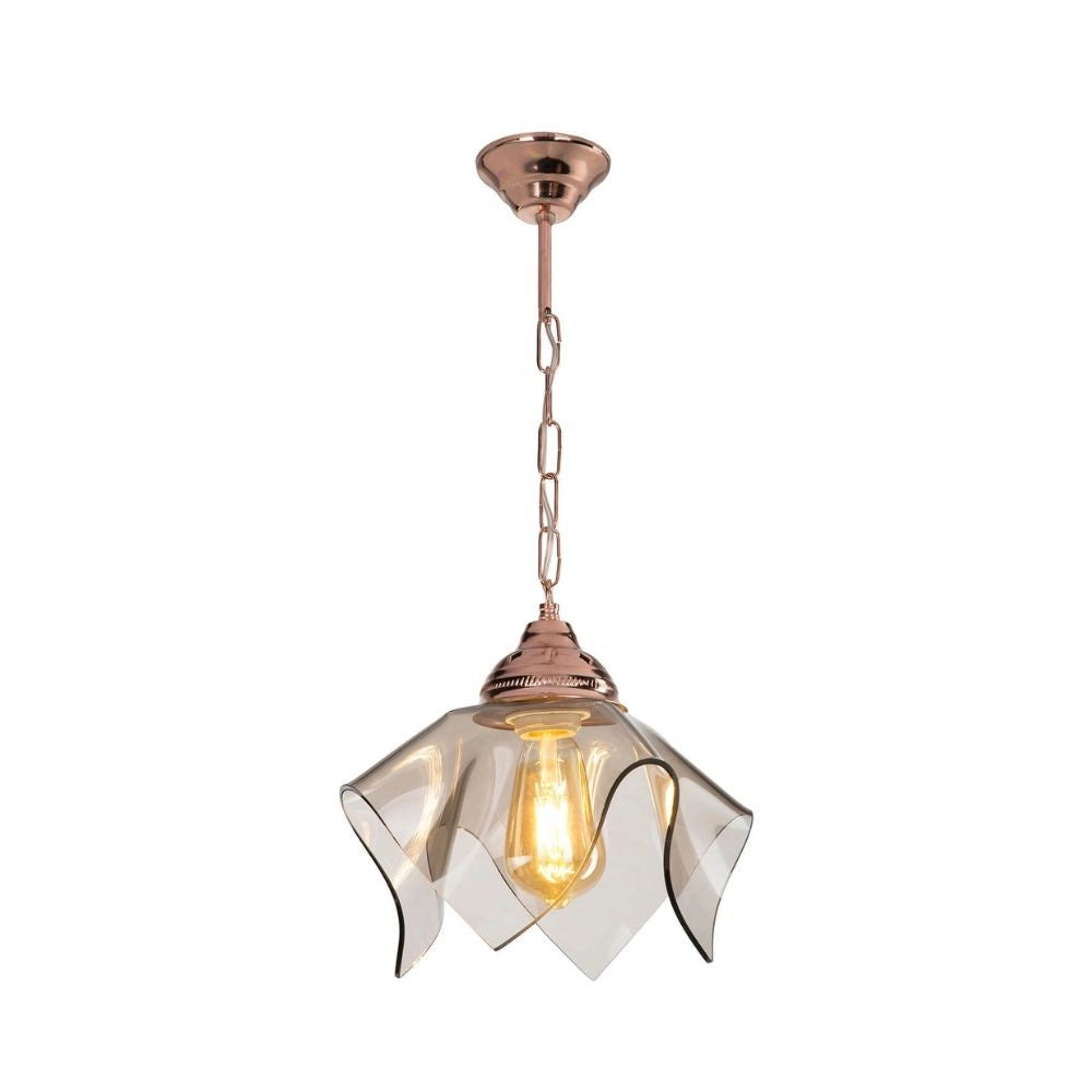 Lampada a sospensione Volga MDL3782 rame e vetro fumè EFFEZ