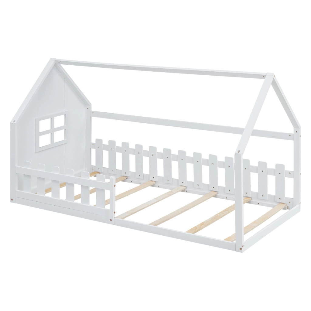 Letto a casetta per bambini bianco 90 x 200 cm