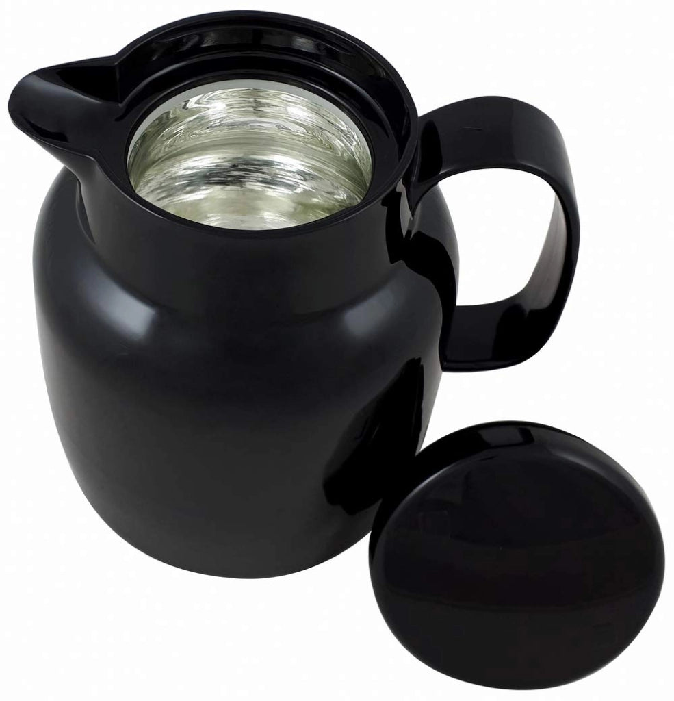 Bollitore sottovuoto nero, capacità 1 litro, bocca larga, coperchio in plastica