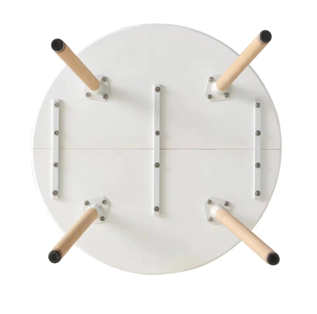 Set tavolo rotondo e 4 sedie bianco e legno