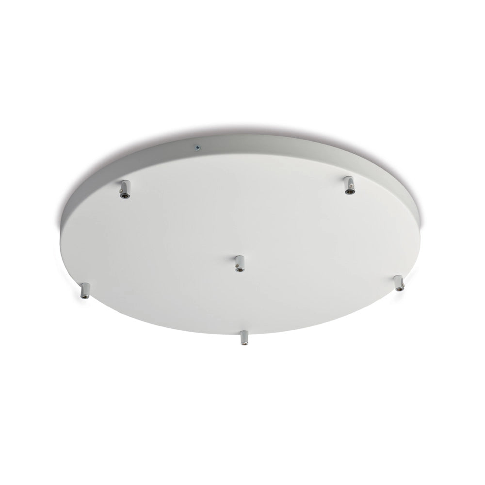 Rosone Multicavo in Ferro Verniciato Bianco - Diametro 50 cm con 6 Fori - Accessorio per Installazione Illuminazione a Sospensione - Bonetti