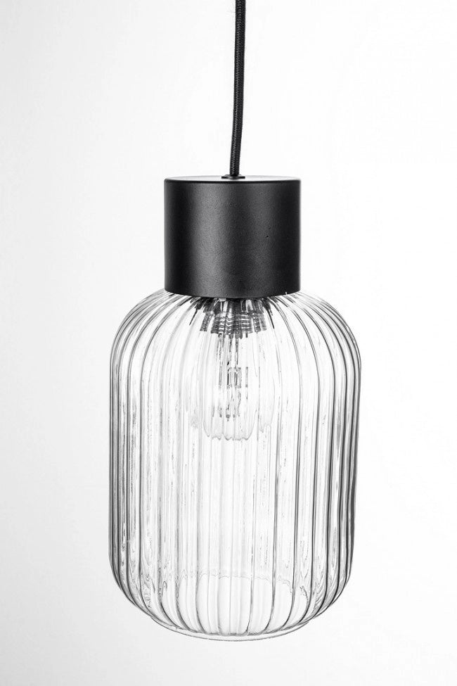 Lampadario 1 luce trasparente-nero D.15x120h