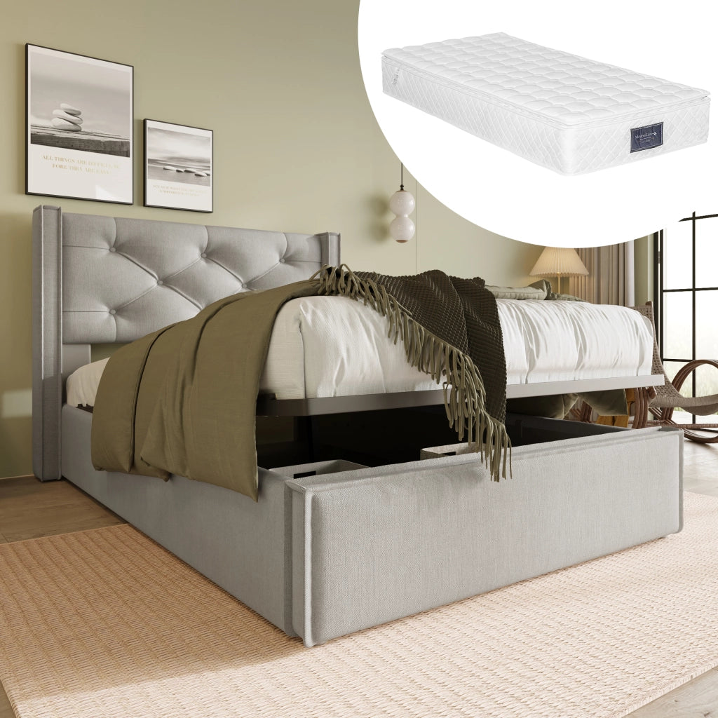 Letto singolo imbottito 90x200 cm con contenitore