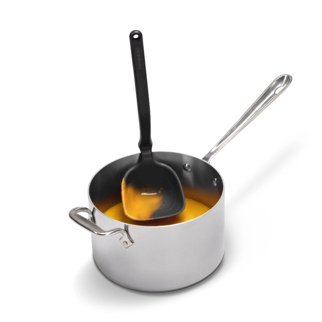 Cucchiaio da cucina in silicone, pieghevole, con bordo raschiante, capacità: 0,5 tazze, colore nero