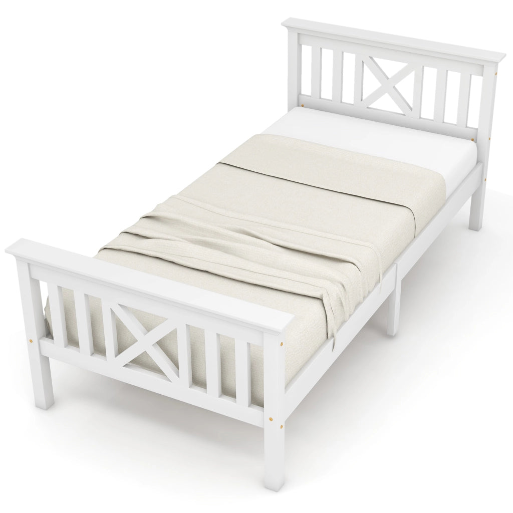 Letto singolo bianco 90x200 cm con rete a doghe