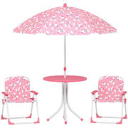 Set Tavolo da Picnic per Bambini con Sedie e Ombrellone Rosa Pratico e Resistente per Giardino