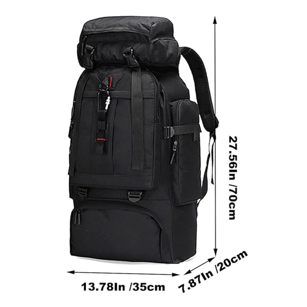 Zaino da trekking 80 L in nylon impermeabile, nero