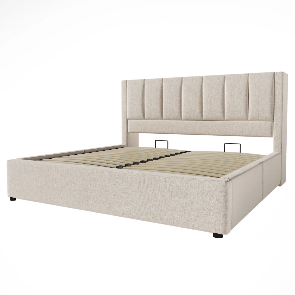 Letto matrimoniale contenitore beige 160x200 cm