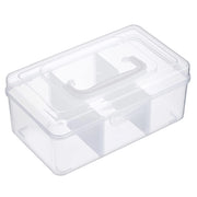 Contenitore impilabile, con 3 scomparti, trasparente, dimensioni 19,4 x 11 x 9 cm