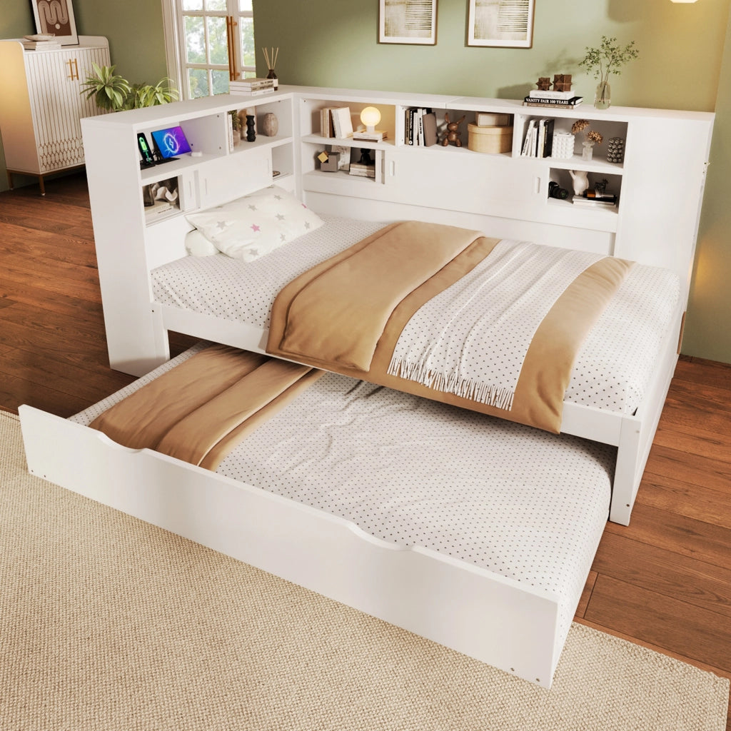 Letto singolo bianco 90x200 cm con letto estraibile