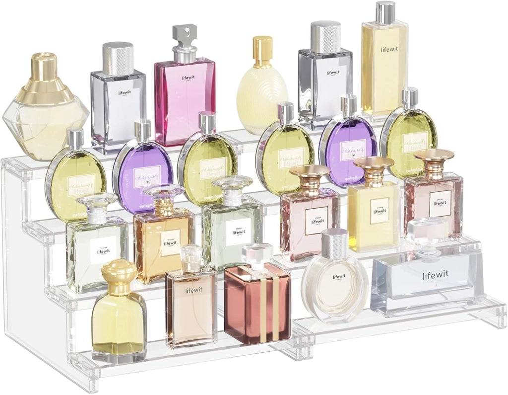 Espositori trasparenti, 2 pezzi, a 4 livelli, in plastica, 22,8 cm