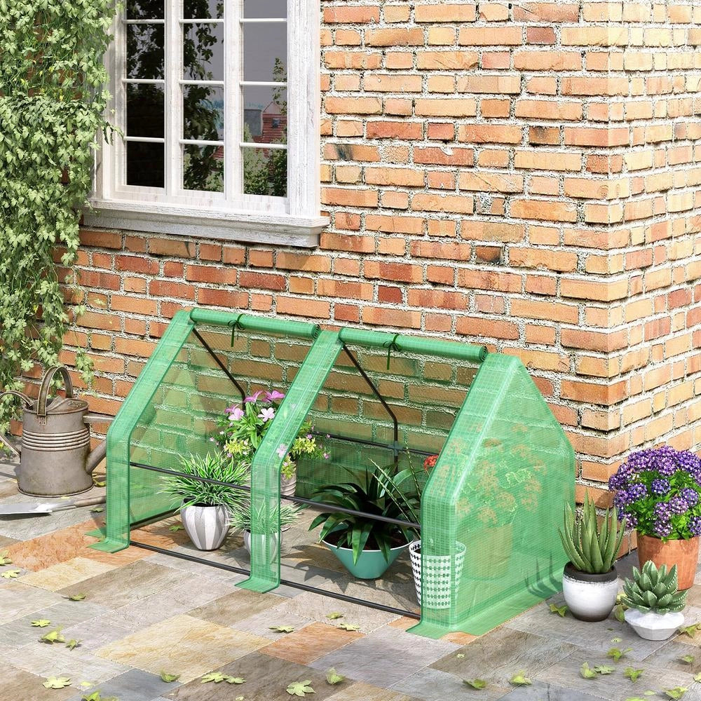 Serra da Giardino e Balcone per Piante e Pomodori in Acciaio e Telo Verde, Compatta e Resistente, 180 x 90 x 90 cm