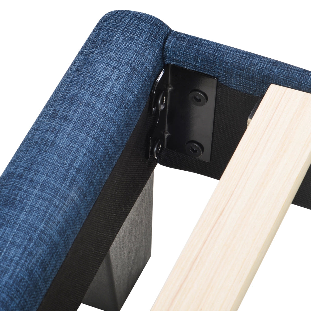 Letto singolo imbottito blu 90x200 cm con testiera
