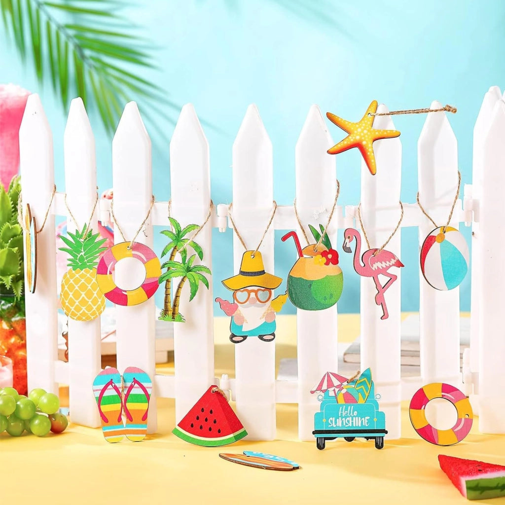 Appendini in legno, set da 36 pezzi, decorazioni hawaiane tropicali per l'estate