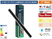 V-TAC VT-11117 LAMPADA LED DA MURO 17W WALL LAMP SMD APPLIQUE CRI≥90 IP65 COLORE NERO - Colore Luce:Bianco Caldo