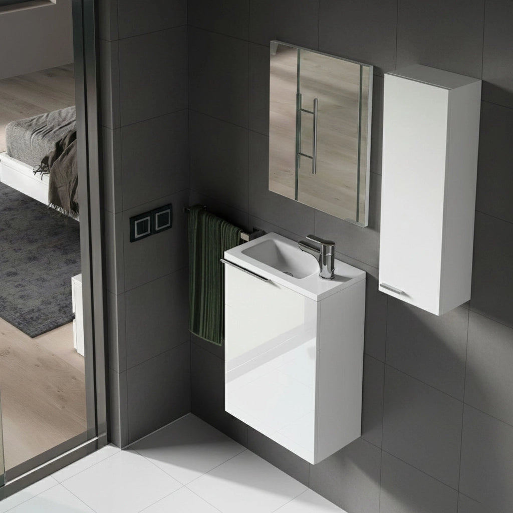Casarano, set Mobili Bagno Specchio Incluso, Bianco Lucido
