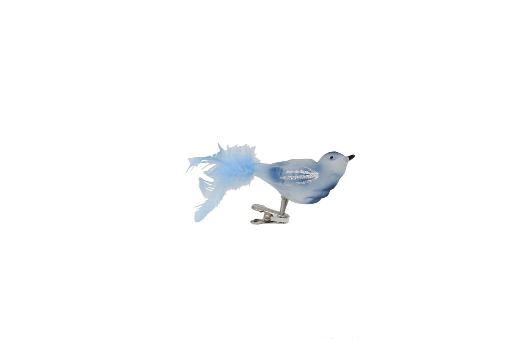 Decorazioni natalizie: 3 uccelli blu con clip, 11 cm