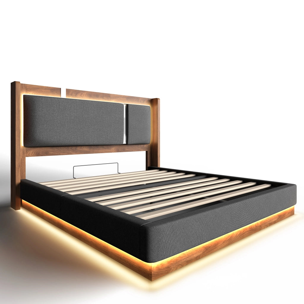 Letto matrimoniale imbottito grigio 140 x 200 cm