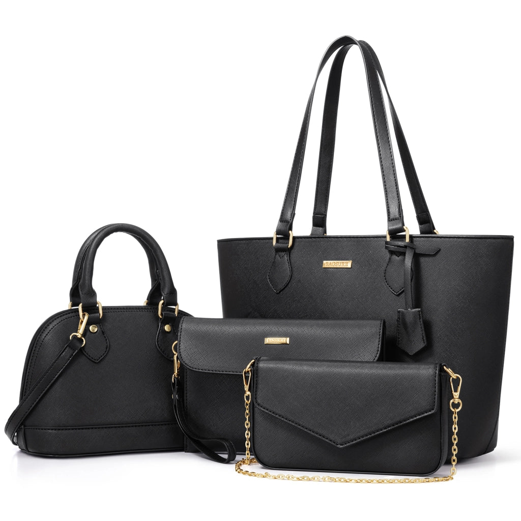 BORSA da donna Set da 4 pezzi 33x26,5x15 cm in PU nero