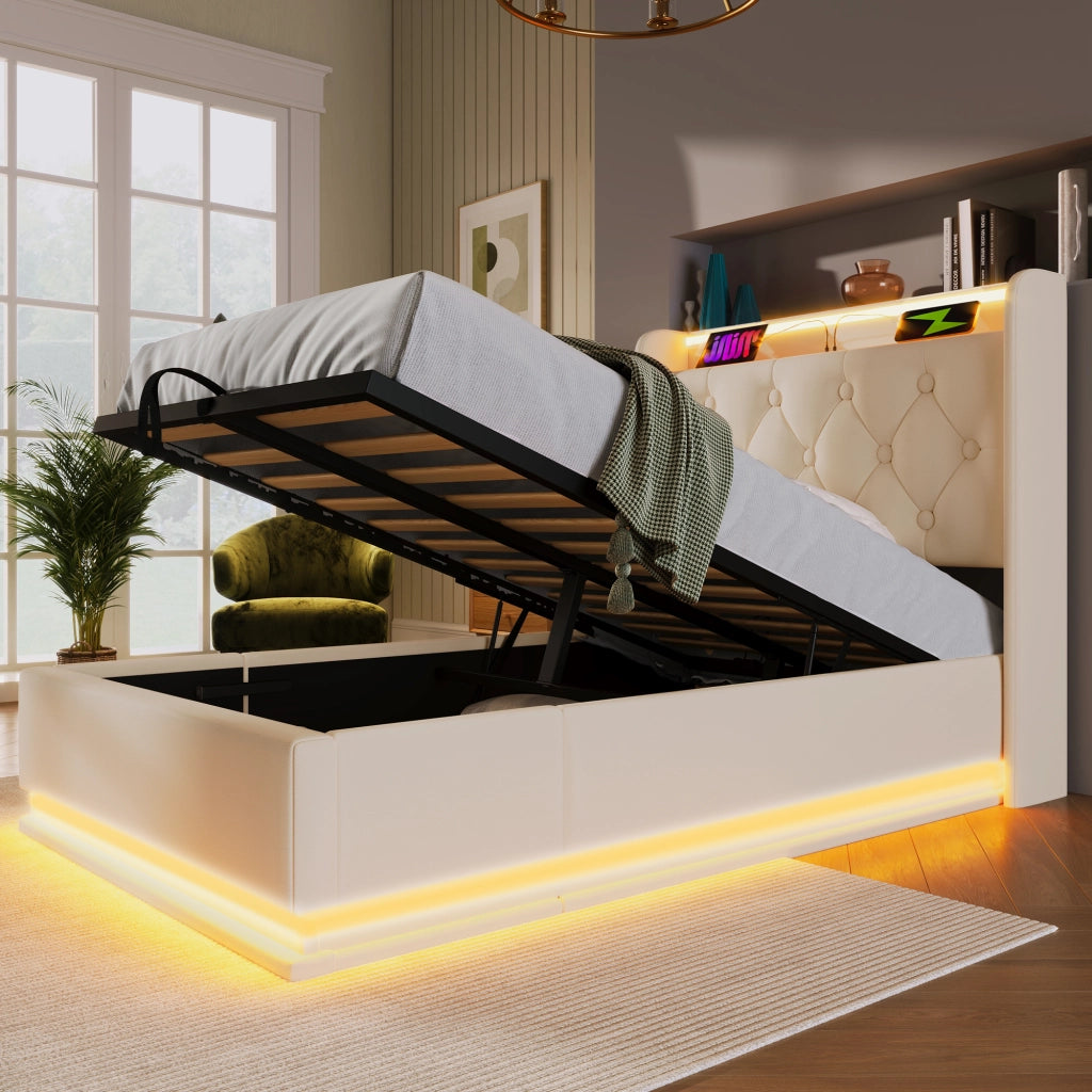 Letto singolo imbottito 90x200 cm con contenitore idraulico