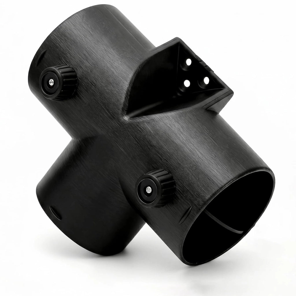 Raccordo a forma di T per tubi da 75 mm con valvola di regolazione a doppio comando