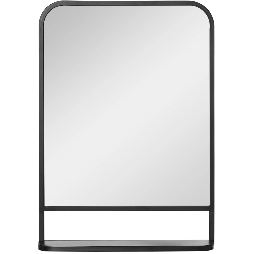 SPECCHIO da parete con mensola 70x50 cm, cornice in ferro nero