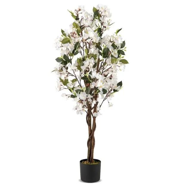120 CM Tall Artificial Bougainvillea Tree with Blooming Flowers-White