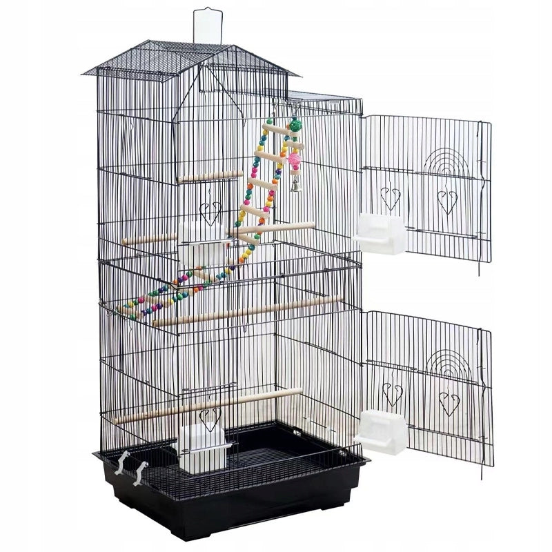 Gabbia-voliera per pappagalli, canarini e uccelli esotici, nera, 99 cm