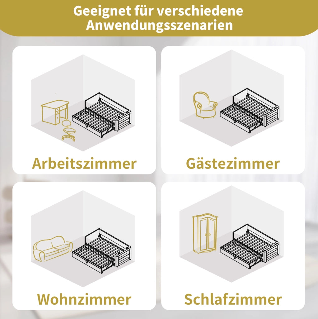 Letto divano estraibile 90x190 cm beige con USB e portabicchieri