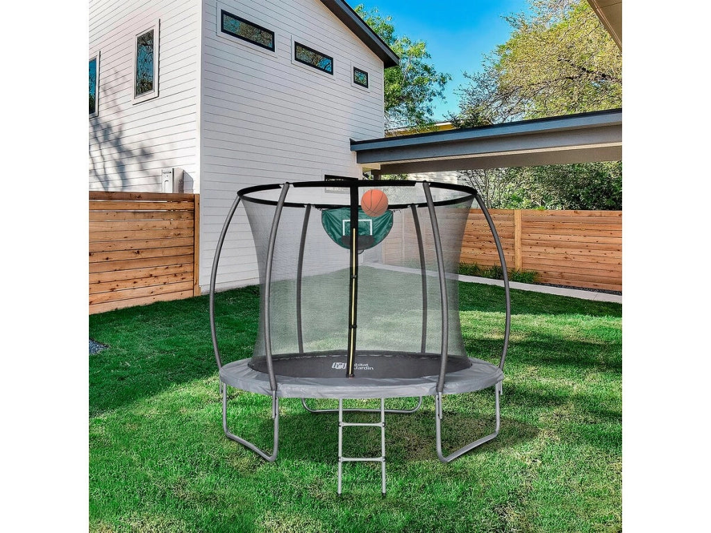 Trampolino con rete interna e canestro "jumper" Ø3,70 m - Grigio
