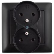 Presa Doppia Con Messa A Terra E Placca Oste Jnh002-g Black