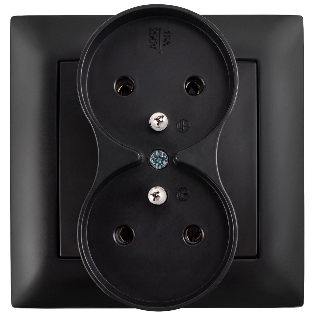 Presa Doppia Con Messa A Terra E Placca Oste Jnh002-g Black