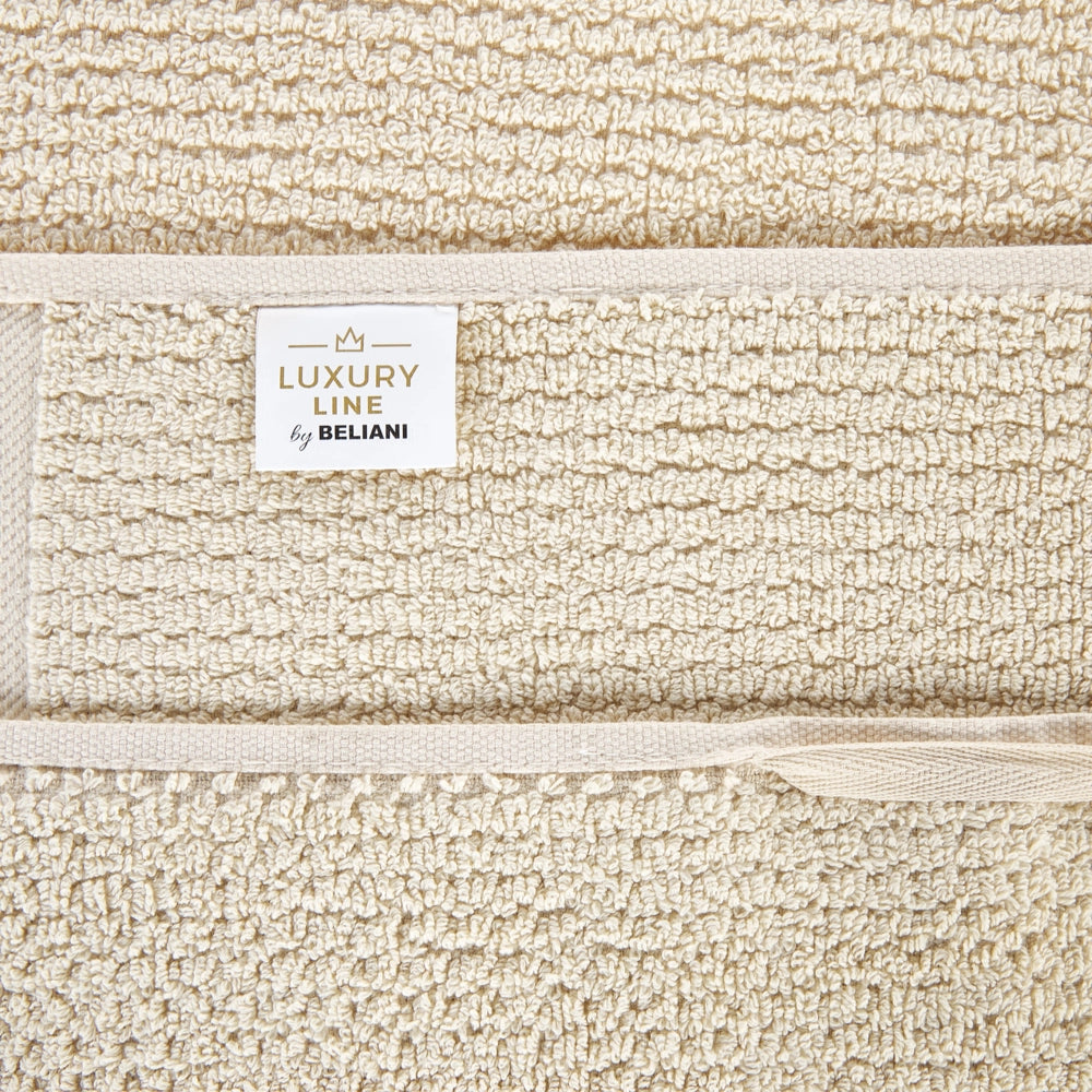 Set di 2 asciugamani bagno in spugna di cotone beige con nappe decorative