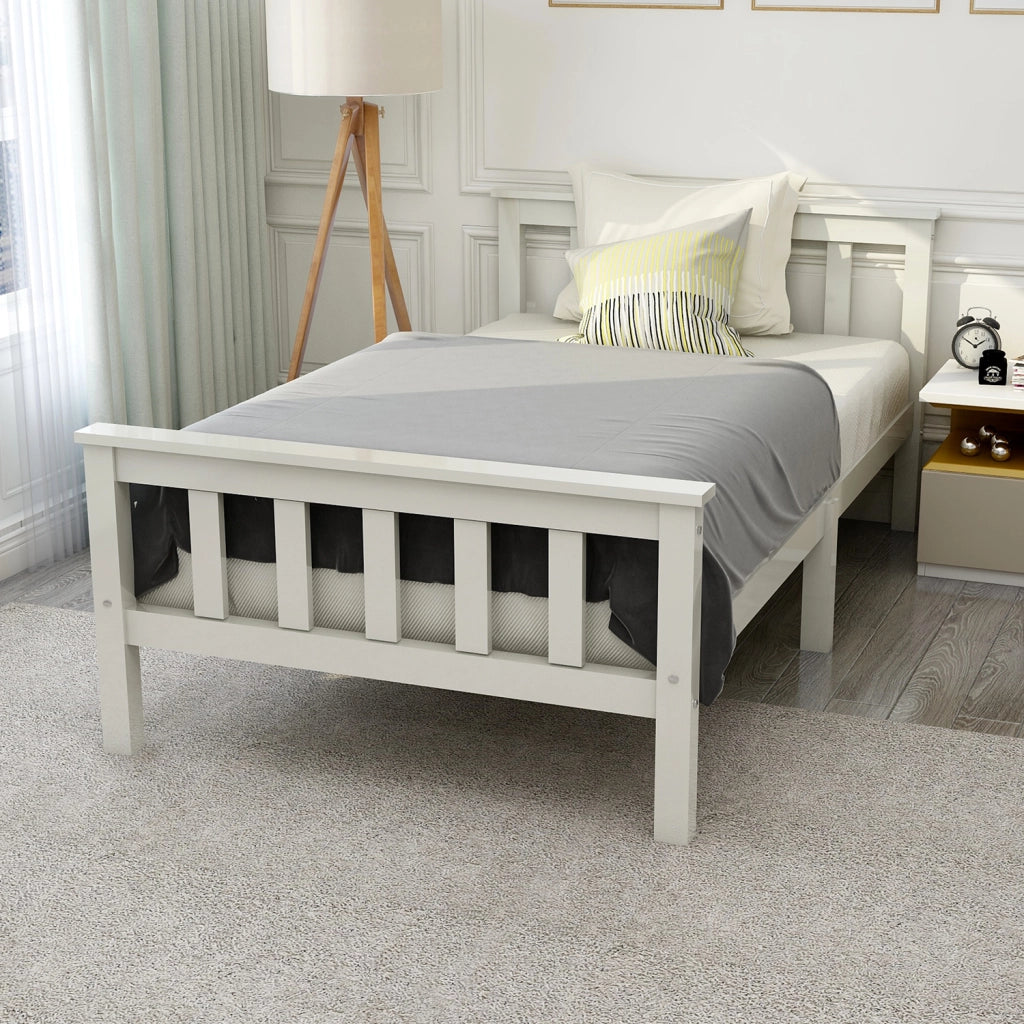 Letto singolo 90 x 200 cm bianco con testiera