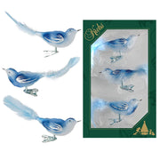 Decorazioni natalizie: 3 uccelli blu con clip, 11 cm