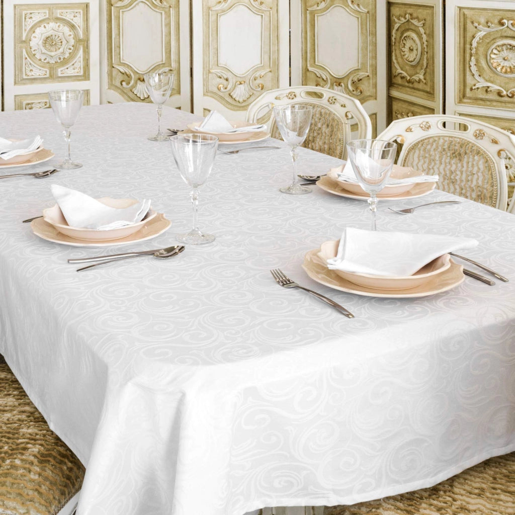 Tovaglia antimacchia, bianca, 150x400 cm, modello Lyon